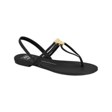 Imagem de Sandália Feminina Moleca Rasteirinha Flat Tiras Duplas Cor:PretoTamanh