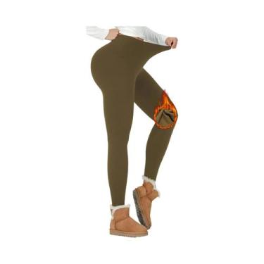 Imagem de Leggings Térmicas Femininas De Cintura Alta Forradas Com Fleece, Calça