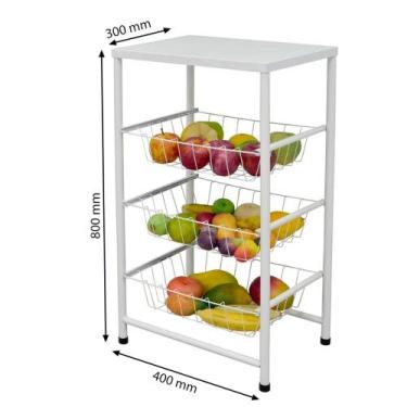 Imagem de Fruteira Mix 3 cestos em Aço - PLUS - Wrm Metal, Branco