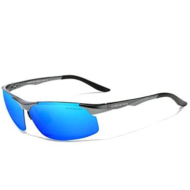Imagem de Óculos de Sol Esportivo Kingseven Proteção UV400 Anti-Reflexo (Azul)