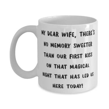 Imagem de My querida esposa, there no memory sweeter than our first kiss on that magical night that! Caneca Wife 325 g 443 ml, Presentes exclusivos para esposa, Copo para esposa