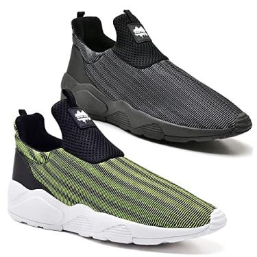 Imagem de Kit 2 Pares Tênis Meia Masculino Nylon Textura Casual Verde + Black 40