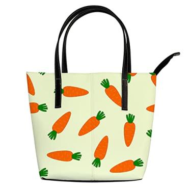 Imagem de ColourLife Bolsas tote de couro com alça de ombro de cenoura fresca presentes para mulheres meninas escola viagem mochila mochila