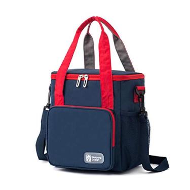 Imagem de scosao Bolsa térmica à prova de vazamento para transporte de alimentos, quente e fria, bolsa térmica portátil com alças e alça de ombro para almoço, compras, acampamento e viagens de carro, azul