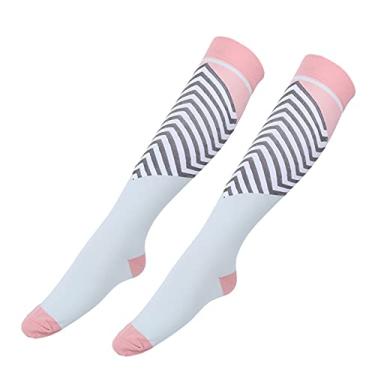 Imagem de Meias elásticas, meias de compressão de 20-30 mmHg que melhoram a circulação sanguínea Chinlon + Nylon para viajar(HT24 pó azul "", S / M)