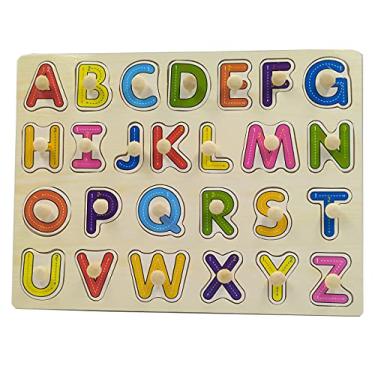 Imagem de Quebra Cabeça Infantil Alfabeto Madeira Com Pinos