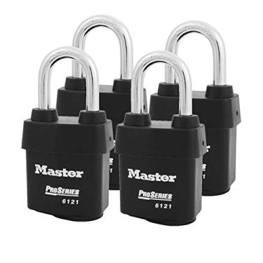 Imagem de Master Lock – cadeados de alta segurança série Pro 6121NKALF com tecnologia BumpStop, 4 Pack