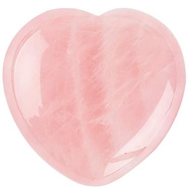 Imagem de FORBY Bolso de quartzo rosa natural de 3 cm, pedra de amor esculpida com palma, cristais de cura em forma de coração para terapia de equilíbrio de chakra Reiki, decoração de casa