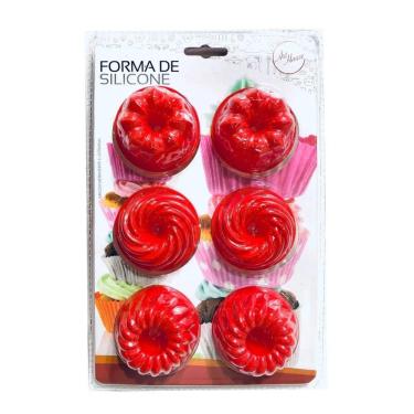 Imagem de Conjunto De Formas Forminhas Silicone p/ Cupcakes 6 Unidade