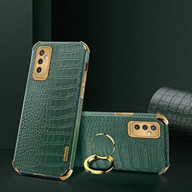 Imagem de Yepda Capa de Crocodilo Textura para Samsung Galaxy M52 Luxo Couro Capa Suporte de Anel de Rotação de 360 Graus Anti Impacto com Proteção de Câmera protetora à prova de choque 6.7 polegadas, Verde
