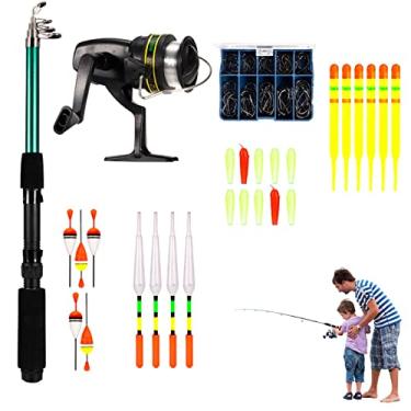 Imagem de vara pesca para crianças,Vara pesca telescópica e carretel combinação | Kit inicial suprimentos equipamento pesca para meninos, meninas e