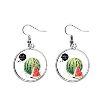 Imagem de Brinco feminino com pingente de orelha de aquarela saboroso e saudável de melancia