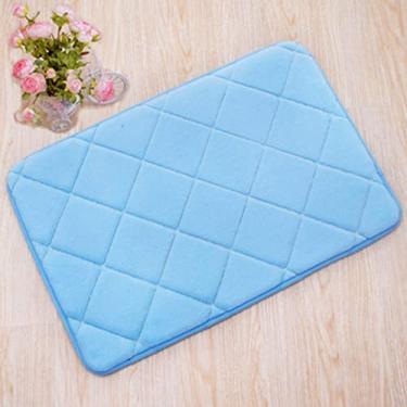 Imagem de Tapete de banheiro de espuma de memória absorvente macio antiderrapante veludo coral tapete de banheiro fácil de secar na máquina tapete de banheiro, azul - 2 40 x 60 cm