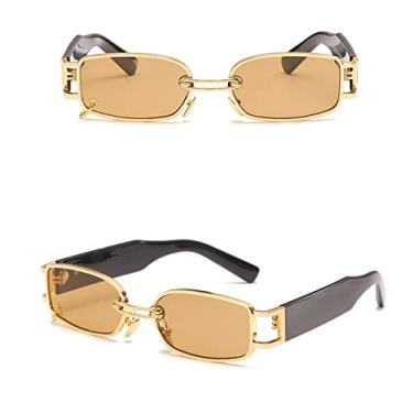 Imagem de Óculos de Sol Quadrado Feminino Viagem de Luxo Pequeno Retângulo Óculos de Sol Moda Feminina Retro Lunette De Soleil Femme, Dourado Marrom, Outros