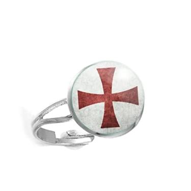 Imagem de Anel Cruz da Ordem dos Cavaleiros Templários - Cruzadas Unissex e Ajustável