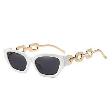Imagem de Óculos de sol masculinos e femininos Moda Cat Eye Óculos de Sol Femininos Trend Cateye Chain Leg Luxo Óculos de Sol Para Senhoras Óculos de Sol Preto, Cinza Branco, Com Chave de Fenda