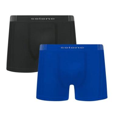 Imagem de Kit 2 Cuecas Boxer Selene Sem Costura Masculino - Preto E Azul