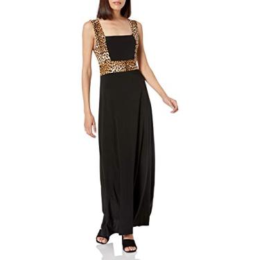 Imagem de Star Vixen vestido maxi feminino sem mangas com moldura colorida, Leopard/Black, Small