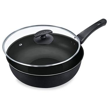 Imagem de Frigideira Wok Com Tpa Vidro 24 Alumínio Fortaleza Preto