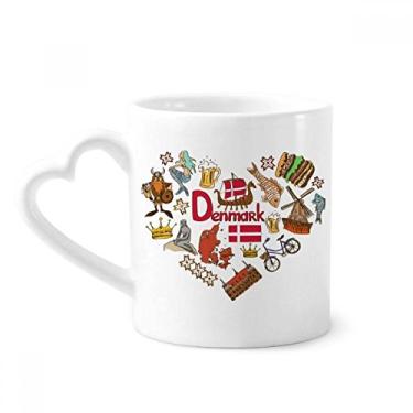 Imagem de Dinamarca Love Heart Landscap Caneca Bandeira Nacional Café Cerâmica Copo de Coração de Vidro