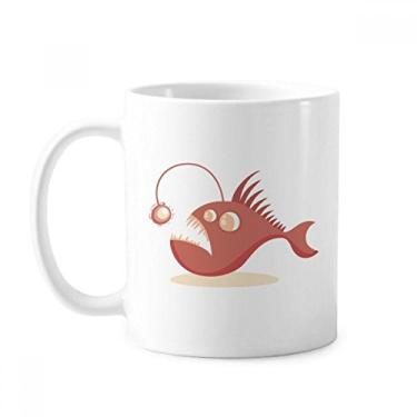 Imagem de Linda lanterna de desenho animado com ilustração de peixe caneca cerâmica xícara de porcelana de café