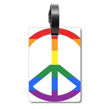 Imagem de Arco-íris Gay Lésbica Anti-guerra LGBT Mala Etiqueta Bagagem Cartão Pendurado Etiqueta Scutcheon, Multicolorido.