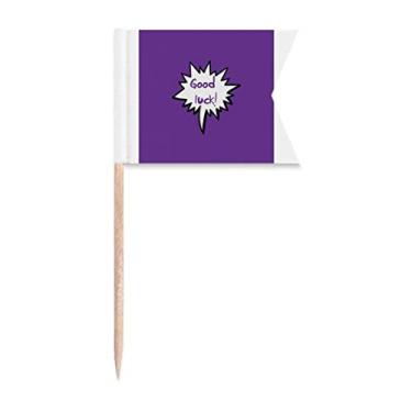 Imagem de Daily Language Chat Lucky Blessing Bandeiras de palito de dente Marcação de rotulagem para bolo de festa comida prato de queijo