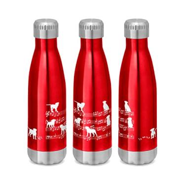 Imagem de Garrafa Térmica Inox Brilhante 510 ml Cachorro Musical Branco (Vermelho)
