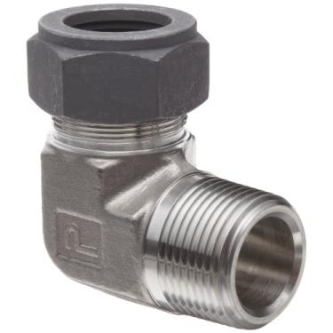Imagem de Parker Encaixe de tubo de compressão de aço inoxidável CPI 16-16 CBZ-SS 316, cotovelo de 90 graus, diâmetro externo de 2,5 cm x macho NPT de 2,5 cm