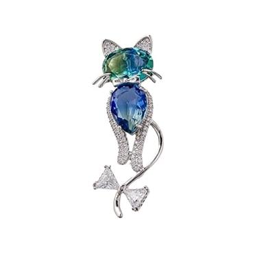 Imagem de Broche feminino broche de gatinho fofo, botão de lenço de seda personalidade modelagem criativa terno casaco decote acessórios de decoração acessório de fantasia