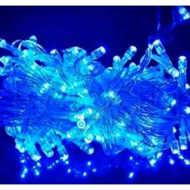 Imagem de Pisca Pisca Cordão De 100 Led Azul 10 Metros 127V Decoração Para Natal