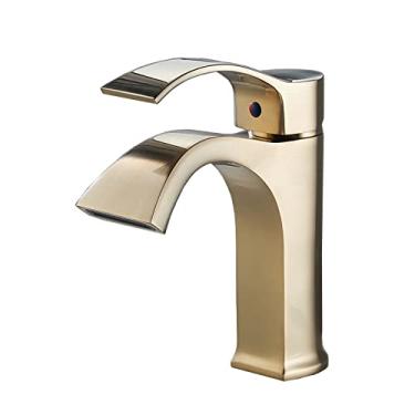 Imagem de LIDON Torneira para pia de banheiro torneira de latão antigo banheiro um furo torneiras de latão furo único torneira de banheiro torneira de água quente e fria torneira de lavatório preto, preto B (cor: ouro A)