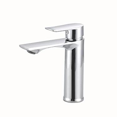 Imagem de LIDON Torneira da pia do banheiro Torneiras de latão torneira da bacia quente e fria torneira da pia do banheiro manípulo único torneira de latão banheiro para pia, cromo A (cor: cromo A)