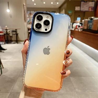 Imagem de Capa de TPU transparente gradiente fashion para iphone 13 pro max capa de cor dupla para iphone 12 11 pro xs max x xr 7 8 plus se 2020, azul laranja, para iphone 8 plus
