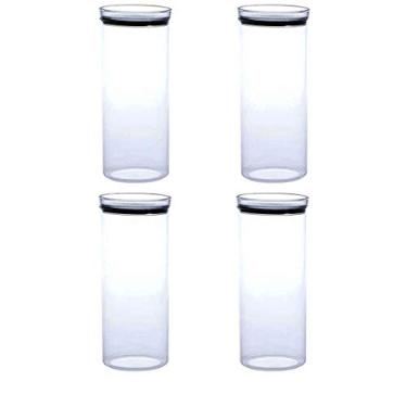 Imagem de 4 Potes Herméticos Redondo Empilháveis 2200ml para armazenamento de alimentos