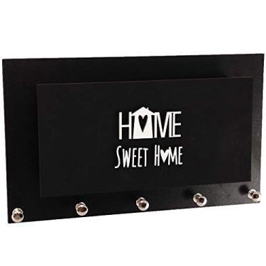 Imagem de Make Laser Organizador de Chaves e Correspondências Preto em Madeira MDF Madeirado, Pinos em Metal Niquelado, Aplique Cortado a Laser