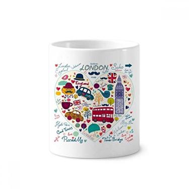 Imagem de Love Heart Big Ben Bus Bandeira do Reino Unido Escova de dentes Caneca, Suporte de Cerâmica