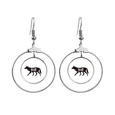 Imagem de Brincos de lobo preto e branco de animais pendurados, joia de argola