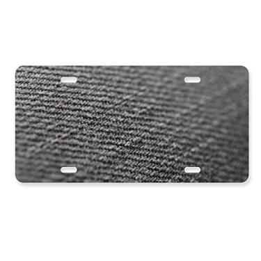 Imagem de DIYthinker Tecido linho cinza abstrato placa de carro decoração de carro acessório de aço inoxidável