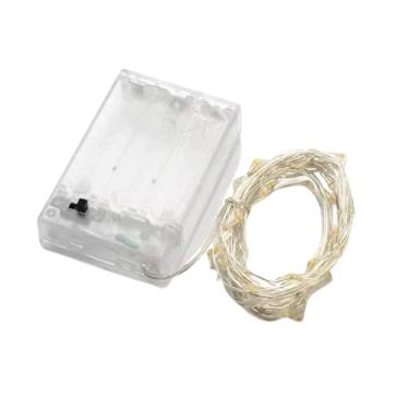 Imagem de Fio Cobre Cordão Luz de Fada Quente Amarela 10 Metros Pilha