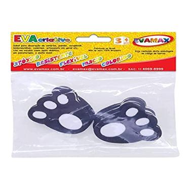 Imagem de Patinhas de Coelho em EVA, Evamax, Preto e Branco, 5x6 cm, Pacote com 10