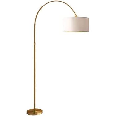 Imagem de Moderna Sala De Estar De Arco De 70" De Altura - Abajur De Tambor Arqueado Grande Luminária De Chão Com Base De Metal Para Quartos - Luminária De Canto Para Iluminação De Escritório Luminárias De