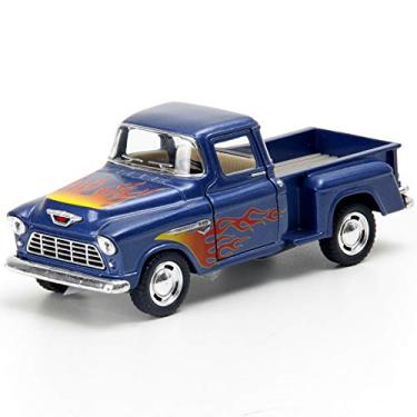 Imagem de Miniatura em Metal - 1:32 - Chevy Stepside Pick - Up Flames - 1955 - Azul