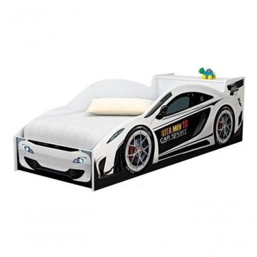 Cama Infantil Carro Drift 150x70 - Branco/Preto - RPM Móveis