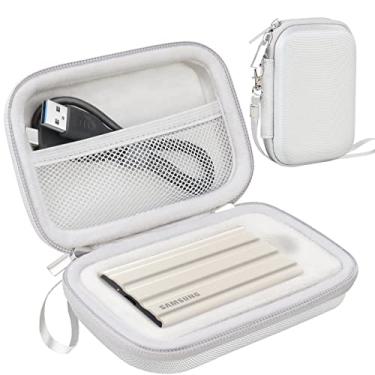 Imagem de Lacdo Maleta de transporte de disco rígido para Samsung T7 Shield/T7 Touch Unidades de estado sólido portáteis 500 GB 1/2TB USB 3.2 SSD externo armazenamento à prova de choque Bolsa de viagem,Cinza
