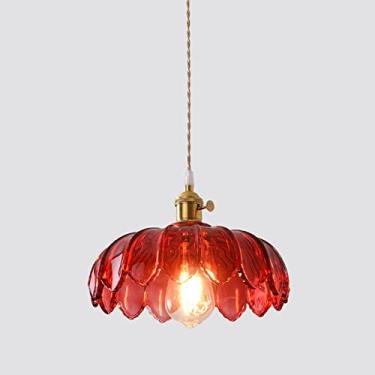 Imagem de Lustre pendente vermelho vintage de vidro pendurado 1 luz lustre industrial lustre de teto para barra de café loft com abajur laranja azul Yearn for