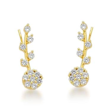 Imagem de Brinco Earcuff Flor Banhado A Ouro 18k - Cristal
