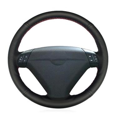 Imagem de Capas de volante de carro de couro preto costuradas à mão, para Volvo S80 2004 2005 / XC70 2004-2007