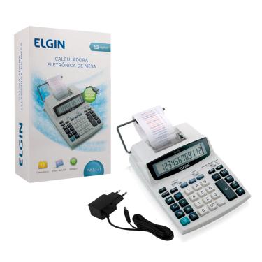 Imagem de Calculadora Eletronica De Mesa Com Bobina Compacta Elgin MA5121 Cálculo Financeiro Impressão Bicolor 12 Dígitos