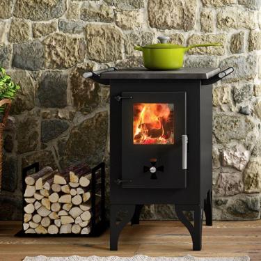 Imagem de Fogão à Lenha Dupla Combustão F400F Barcelona Metávila Grafite